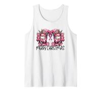 Merry Christmas Graphic For Women Pink Santa GNOME Couple Camiseta sin Mangas