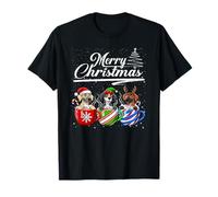 Merry Christmas Great Dane Reindeer Elf Santa Dog Lover Camiseta
