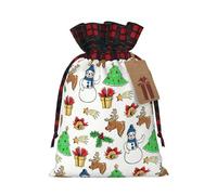 Merry Christmas Happy (2) 1 bolsa de regalo de Navidad con cordón de 8.3 x 11.8 pulgadas, para regalar en fiestas de vacaciones