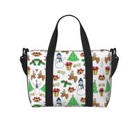 Merry Christmas Happy (2) Bolso cruzado de viaje con cremallera para viajes de fin de semana y compras al gimnasio, Black, Talla única, Bolsa de viaje