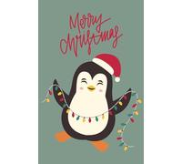 "Merry Christmas" Holiday Journal - 200 Pages, 5.5x8.5 | Penguin with Santa Hat & Christmas Lights Cover | Festive Writing Journal or Greeting Card Alternative