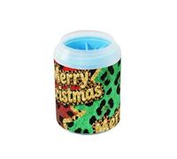 Merry Christmas in Green Leopard - Limpiador de patas portátil con cepillo de silicona suave para mascotas, kit de limpieza para gatos y perros