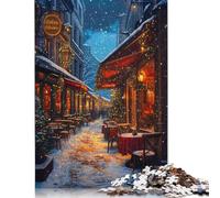 Merry Christmas in Town Puzzle Imposible,desafío para Adultos Entretenimiento Creativo 1000 Piezas Obra De Arte De Juego De para Adultos, Regalos A Partir De 14 Años 500pcs (52x38cm)