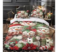 Merry Christmas Juego De Ropa De Cama Santa & Friends Festiva con Estampado Navideño Cálido Y Cómodo, Funda Nórdica Ligera, Transpirable Y Suave Single（140x200cm）