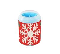 Merry Christmas - Lavadora de pies de perro reutilizable con cepillo de silicona, diseño de copo de nieve, Papá Noel, color rojo sangre, suministros de aseo para perros pequeños y medianos