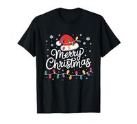 Merry Christmas Lights Santa Hat Family Matching Men Women Camiseta
