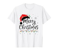 Merry Christmas Lights Santa Hat Xmas Family Matching Gifts Camiseta