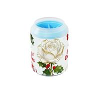 Merry Christmas - Limpiador portátil de patas de rosas rojas, cerdas de silicona suave, esencial para todos los dueños de mascotas, para perros y gatos pequeños y medianos