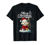 Merry Christmas Maltese Santa Hat Dog Lovers Xmas Camiseta