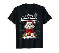 Merry Christmas Maltese Santa Hat Dog Lovers Xmas Camiseta