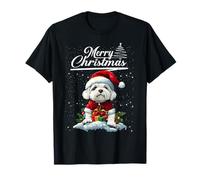 Merry Christmas Maltese Santa Hat Dog Lovers Xmas Camiseta