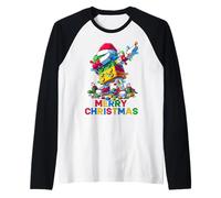 Merry Christmas Master Builder Block Brick Dabbing Costume Camiseta Manga Raglan