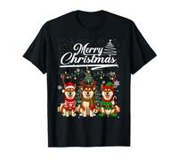 Merry Christmas Merry Christmas Shiba inu Reindeer Elf Santa Camiseta