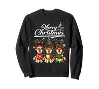 Merry Christmas Merry Christmas Shiba inu Reindeer Elf Santa Sudadera