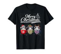 Merry Christmas Miniature Schnauzer Reindeer Elf Santa Squad Camiseta