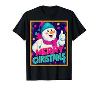 Merry Christmas Muñeco de Nieve Vintage Retro 80s Navidad Camiseta