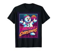 Merry Christmas Muñeco de Nieve Vintage Retro 80s Navidad Camiseta