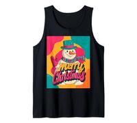 Merry Christmas Muñeco de Nieve Vintage Retro 80s Navidad Camiseta sin Mangas