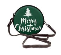 Merry Christmas On Green Tree - Bolso bandolera redondo para mujer, diseño minimalista