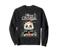 Merry Christmas Panda Santa Hat Animal Cute Xmas Holiday Sudadera