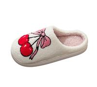 Merry Christmas - Pantuflas de forro polar sherpa súper suaves para mujer, tallas del Reino Unido, ajuste ancho, forro de piel sintética, ligeras, con personajes de felpa festiva, White, 38 2/3 EU