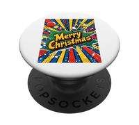 Merry Christmas Pop Art - Figura Decorativa, diseño navideño PopSockets PopGrip Adhesivo