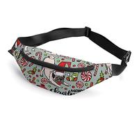 Merry Christmas Pug Dog French Bulldog Puppy with Deer Horns Fanny Pack, Adult Kids Sport Riñonera para Hombres y Mujeres