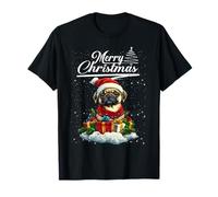 Merry Christmas Pug Santa Hat Dog Lovers Xmas Camiseta