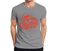 Merry Christmas Regalo de Navidad Santa Sombrero Estrellas Vintage Camiseta Hombre, gris, 3XL