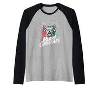 Merry Christmas Reno Enojado Navidad Camiseta Manga Raglan