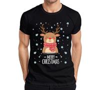 Merry Christmas Reno Nieve - Camiseta de Navidad para hombre, Negro , M