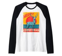Merry Christmas Reno Vintage Retro 80s Navidad Xmas Camiseta Manga Raglan