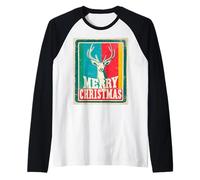 Merry Christmas Reno Vintage Retro 80s Navidad Xmas Camiseta Manga Raglan