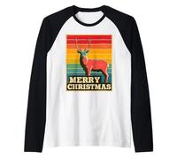Merry Christmas Reno Vintage Retro 80s Navidad Xmas Camiseta Manga Raglan
