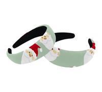 Merry Christmas Santa Claus-633 - Diademas gruesas vintage para mujer, 2 paquetes de diademas acolchadas de terciopelo para niñas, aros anchos para el cabello