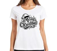 Merry Christmas Santa Hat Sterne Weihnachten Geschenk Vintage Damen T-Shirt, Blanco, 3XL