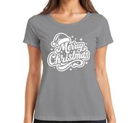 Merry Christmas Santa Hat Sterne Weihnachten Geschenk Vintage Damen T-Shirt, gris, S