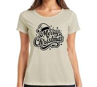Merry Christmas Santa Hat Sterne Weihnachten Geschenk Vintage Damen T-Shirt, naturaleza, S