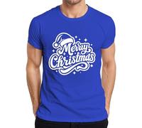 Merry Christmas Santa Hat Sterne Weihnachten Geschenk Vintage Herren T-Shirt, azul, S