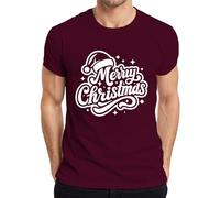 Merry Christmas Santa Hat Sterne Weihnachten Geschenk Vintage Herren T-Shirt, granate, S