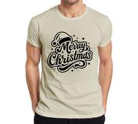Merry Christmas Santa Hat Sterne Weihnachten Geschenk Vintage Herren T-Shirt, naturaleza, XL
