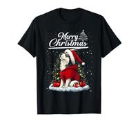 Merry Christmas Siberian Husky Santa Hat Dog Lovers Xmas Camiseta
