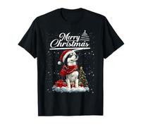 Merry Christmas Siberian Husky Santa Hat Dog Lovers Xmas Camiseta