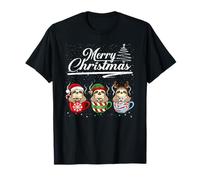 Merry Christmas Sloth Reindeer Elf Santa Squad Animals Camiseta