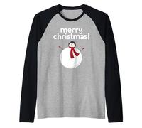 Merry Christmas Snowman Happy Round Cute Xmas Jolly Snowman Camiseta Manga Raglan