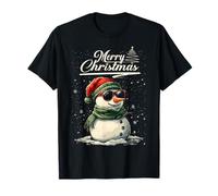 Merry Christmas Snowman Santa Hat Animal Cute Xmas Holiday Camiseta