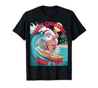 Merry Christmas Surfer Santa Tropical Holiday Fun Camiseta