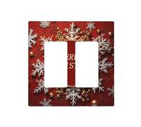 Merry Christmas too - Placa de pared decorativa para interruptor de luz, 2 tomas de corriente, placa de interruptor eléctrico, cubierta de placa frontal termoplástica para dispositivo decorativo