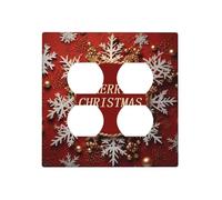 Merry Christmas too - Placa de pared decorativa para interruptor de luz, 2 tomas de corriente, placa de interruptor eléctrico, cubierta de placa frontal termoplástica para dispositivo decorativo