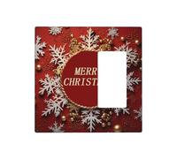 Merry Christmas too - Placa de pared decorativa para interruptor de luz, 2 tomas de corriente, placa de interruptor eléctrico, cubierta de placa frontal termoplástica para dispositivo decorativo
